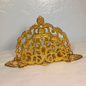 Vintage Solid Brass NAPKIN Holder LETTER or CARD Holder PICTURE Holder Organizer